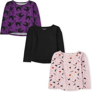 10/12- Girls' Long Sleeve Halloween Top 3-Pack